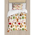thumbnail image 1 of Gingerbread Man Duvet Cover Set Twin Size, Festive Christmas Icons Graphic Pattern Star Figures Cookies Apples Bells, Decorative 2 Piece Bedding Set with 1 Pillow Sham, Multicolor, by Ambesonne, 1 of 3