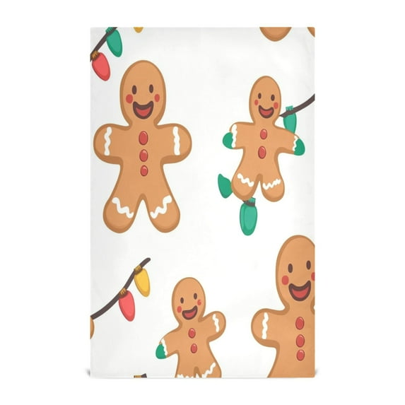 Gingerbread Man Element Kitchen Towels 6-Piece Pack Tea Towels for Kitchen Decorative Waffle Design 28x18in