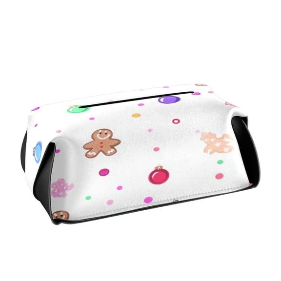 Gingerbread Man Element Pattern Tissue Holders for Bathrooms Leather PVC Detachable 9.4x5.1x3.6in