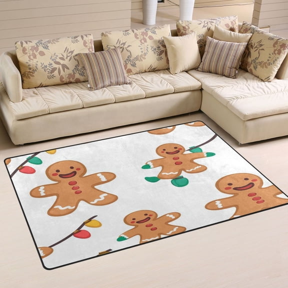 Gingerbread Man Element Soft Polyester Area Rug 31''x20'', Non Slip, Memory Foam, Water Absorbent