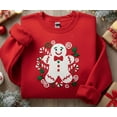 thumbnail image 1 of Gingerbread Man Embroidered Christmas Sweatshirt, Cute Holiday Cookie Sweater, Festive Candy Cane Top, Cozy Winter Gift, Merry Xmas Pullover, 1 of 4