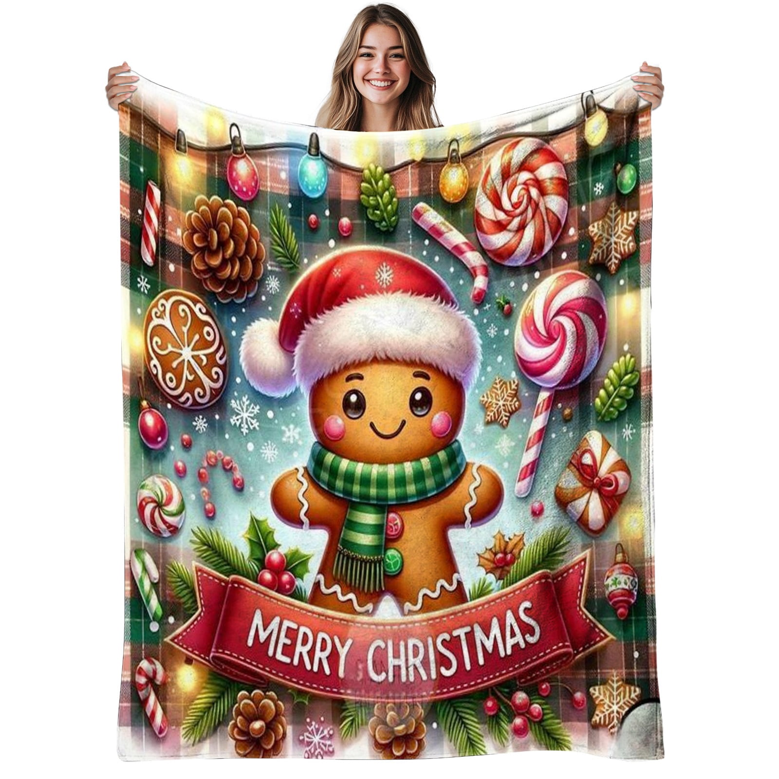 Gingerbread for Man Flannel Blanket - Soft Warm Cozy Throw with Festive ...