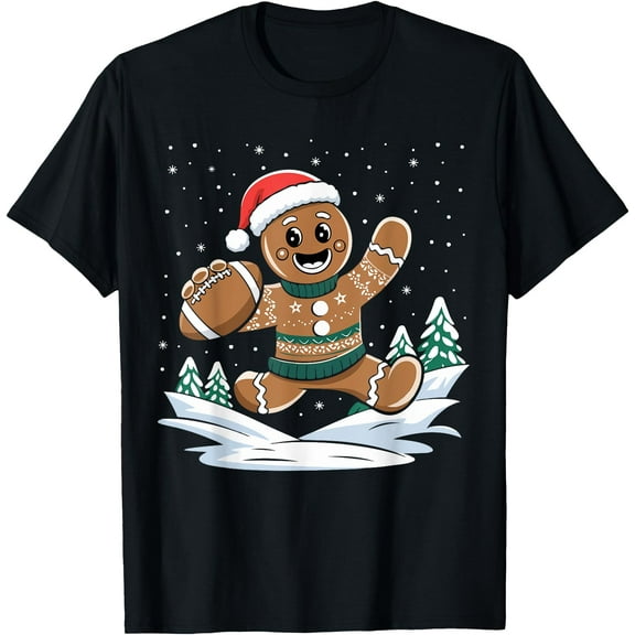 Gingerbread Man Football Krismast T-Shirt