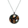 thumbnail image 1 of Gingerbread Man Glass Design Circular Pendant Necklace - Stunning Women's Fashion Statement Jewelry, 1 of 5