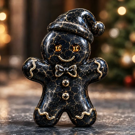Gingerbread Man & Gold Heirloom Christmas Figurine, Premium Metallic Accent Collectible Christmas Decor for Holiday Collectors