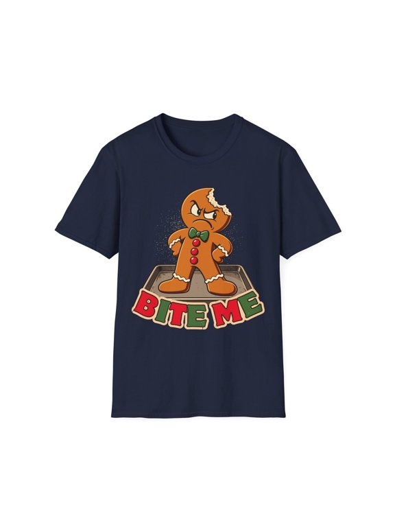 Gingerbread Man Grumpy T Shirt Short Sleeve Graphic Tee for Men and Women
