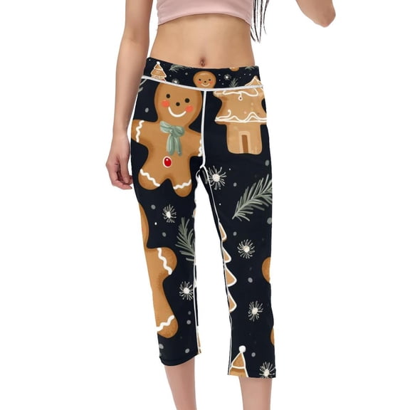 Gingerbread Man High Waist Printed Capris Yoga Pants Women, Womens Leggings, Gym Leggings, Yoga Leggings for Running Fitness Yoga Non See-Through