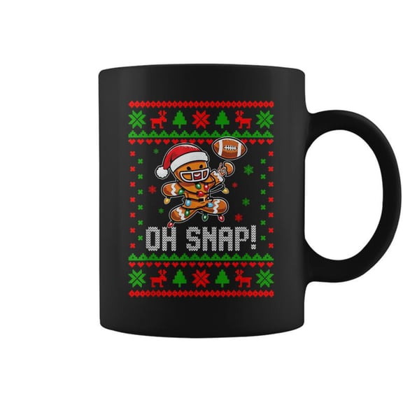 Gingerbread Man Holiday Oh Snap Xmas Football Coffee Mugs