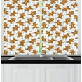 thumbnail image 1 of Gingerbread Man Kitchen Curtains, Traditional Christmas Cookie Pattern Tile, Window Drapes 2 Panel Set for Kitchen Cafe Decor, 55" x 24", Pale Caramel Pale Blue, 1 of 1