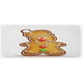 thumbnail image 1 of Gingerbread Man Kitchen Mat, Whimsical Cartoon Santa Gingerbread Man with Bonbon Candies, Plush Decorative Kitchen Mat with Non Slip Backing, 47" X 19", Pale Brown Red Green, by Ambesonne, 1 of 1