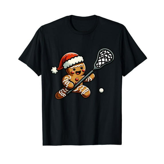 Gingerbread Man Lacrosse Player Lacrosse Christmas Kids Boys T-Shirt