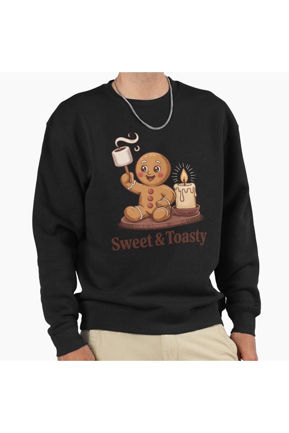 Gingerbread Man Marshmallow Funny Holiday Graphic Unisex Sweatshirt Retro Humor Art G17390, Up to Size 5XL