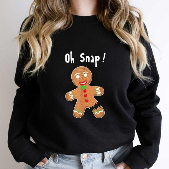 Gingerbread Man Oh Snap Funny Christmas Cookie Costume Baking Team Graphic - Relaxed Look SW7756 Unisex Sweatshirt, Up to Size 5XL