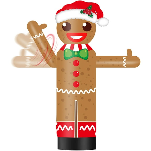 Gingerbread Man One-Arm Waving Inflatable Tube Man Wacky Dancing Guy for Outdoor & Business Decoration, Christmas Theme (Blower Not Included)