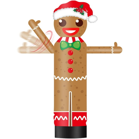 Gingerbread Man One-Arm Waving Inflatable Tube Man Wacky Dancing Guy for Outdoor & Business Decoration, Christmas Theme (Blower Not Included)