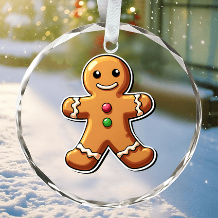Gingerbread Man Ornament, Crystal Glass Ornament
