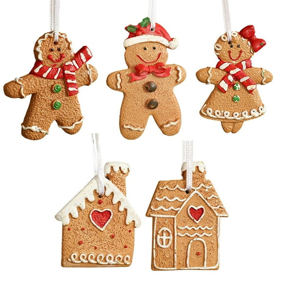 Gingerbread Man Ornaments for Christmas Tree Gingerbread Christmas Decorations with Gingerbreads House Ornament for Christmas Tree Hanging Party Decor Gift Tags