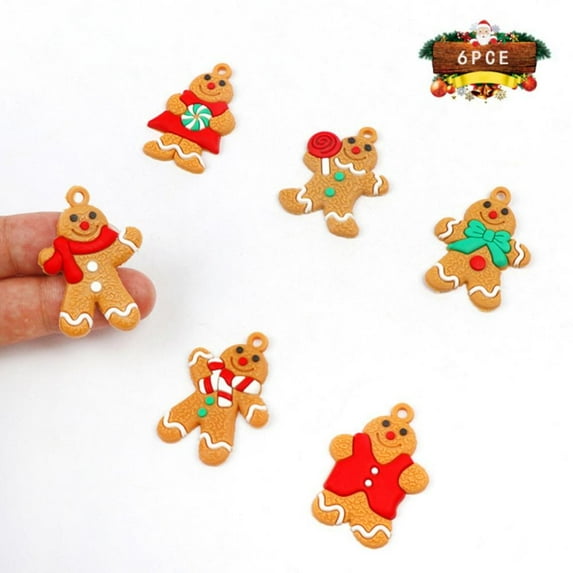 Gingerbread Man Ornaments for Christmas Tree, Mini Gingerman Hanging Charms, Traditional Doll Gingerman Figurines Hanging Decorations for Home Christmas Party Decor,6Pcs