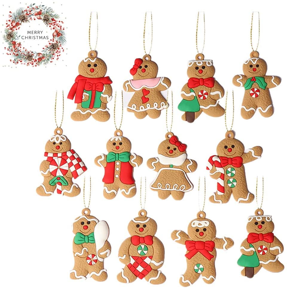  20 Pcs Christmas Gingerbread Snowflake Ornaments Mini Tree  Hanging Decorations Silicone Pink Christmas Ornaments Blue Xmas Gingerbread  Ornaments with Ropes for Christmas Tree Winter Crafts (Pink) : Home &  Kitchen