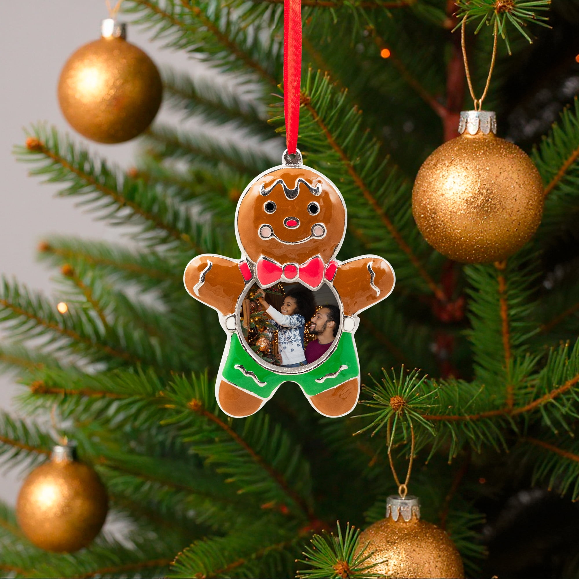 Gingerbread Man Photo Frame Christmas Ornament - 4"