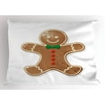thumbnail image 1 of Gingerbread Man Pillow Sham Iconic Seasonal Baked Pastry Sugary Treats for Kids Joyous Fun Xmas, Decorative Standard King Size Printed Pillowcase, 36 X 20 Inches, Caramel Red Green, by Ambesonne, 1 of 2