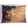 thumbnail image 1 of Gingerbread Man Pillow Sham Pine Branches Delicious Cookie and Present on Wood Planks, Decorative Standard Size Printed Pillowcase, 26 X 20 Inches, Pale Brown Hunter Green Red, by Ambesonne, 1 of 2
