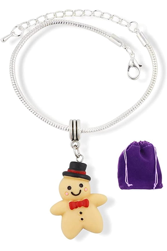 Gingerbread Man Plastic Snake Chain Charm Bracelet