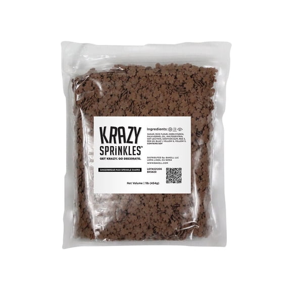 Krazy Sprinkles - Edible Gingerbread Man Shapes - Bold Cake Decoration, 1lb Bag