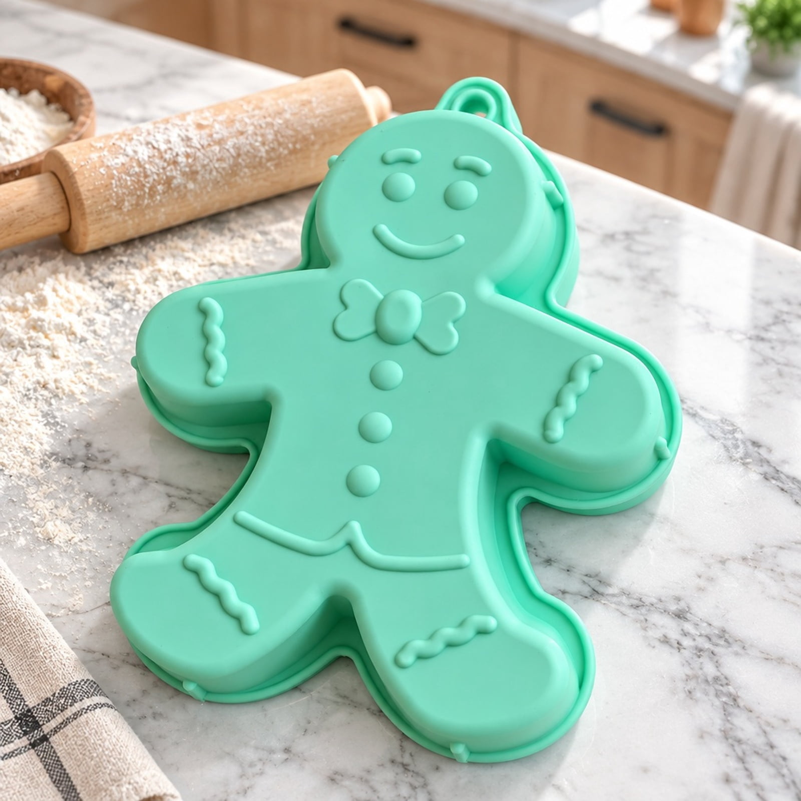 Gingerbread Man Silicone Mold, Shaped Christmas Cake Pan, Raised Detail ...