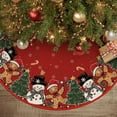 thumbnail image 1 of Gingerbread Man Snowman Christmas Tree Skirt 48 Inch, Winter Holiday Tree Mat Ornament Decoration, 1 of 6