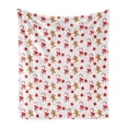 thumbnail image 1 of Gingerbread Man Soft Flannel Fleece Throw Blanket, Candy Cane Bowties Red Star Christmas Cookie Pattern, Cozy Plush for Indoor and Outdoor Use, 70" x 90", Sand Brown Orange, by Ambesonne, 1 of 6
