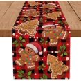 thumbnail image 1 of Gingerbread Man Table Runner Christmas Plaid Gingerbread House Table Runners Seasonal Kitchen Dining Table Decoration for Winter Home Party Banquet Decor 13x36 Inch, 1 of 4