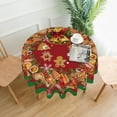 thumbnail image 1 of Gingerbread Man Tablecloth Washable Round Table Cover for Kitchen Dining Decoration 60 Inch, 1 of 6