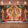 thumbnail image 1 of Gingerbread Man Theme Christmas Banner Snowflake Pattern Holiday Backdrop Red Green Color Festive Lights Winter Background for Christmas Celebration Home Party Indoor Decoration, 1 of 9