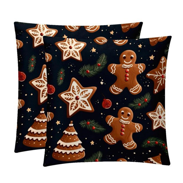 Gingerbread Man Velvet Throw Pillow Covers Inserts in 16x16, 18x18, and