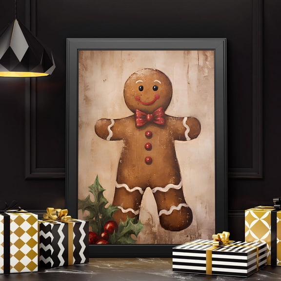 Gingerbread Man Wall Art, Gingerbread Man , Wall Decor, Art, Winter, Unframed Paper Print