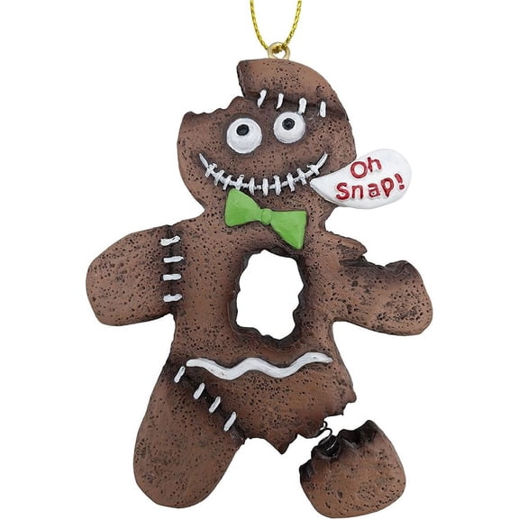 Gingerbread Man Zombie Monster Cookie Oh Snap! Broken Leg Ugly Halloween Christmas Tree Ornament