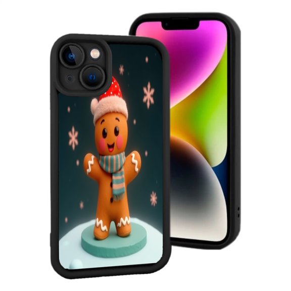 Gingerbread Man iPhone 15 Case - Lightweight Yellowing Resistant Festive Design with Santa Hat & Scarf Perfect for Holiday Cheer