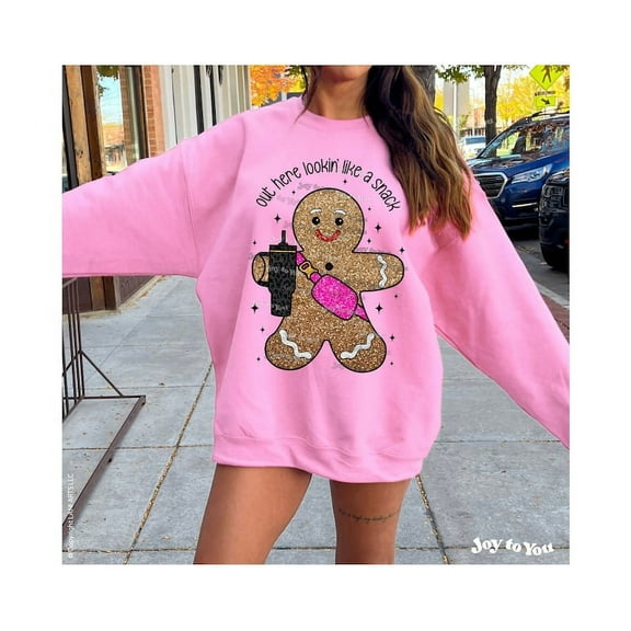 Gingerbread Man sweatshirt Out here looking like a snack shirt retro Christmas shirt