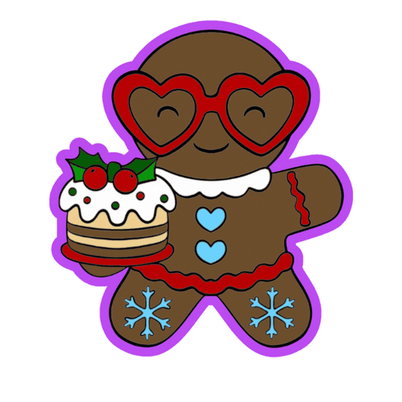 Gingerbread Man with Glasses Cookie Cutter and Stamp 1