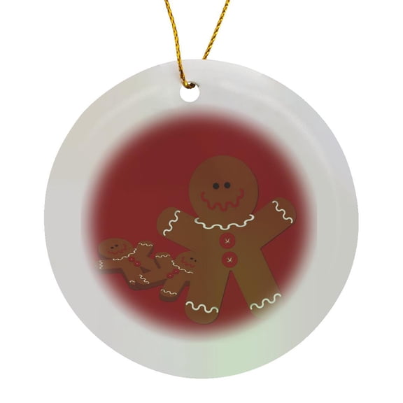 3drose, Gingerbread Men Against Red, Circle Porcelain Ornament