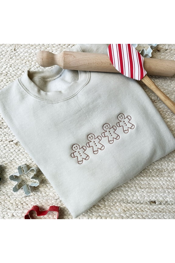 Gingerbread Men Embroidered Sweatshirt