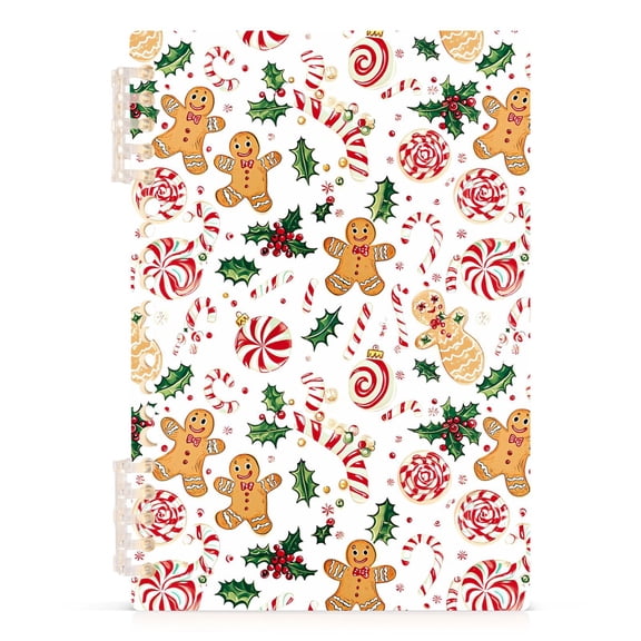 Gingerbread Men Holly Leaves Notebooks 1-subject Journal 60 Sheets A5 College Ruled Paper Detachable Ring 8.3"x5.7"