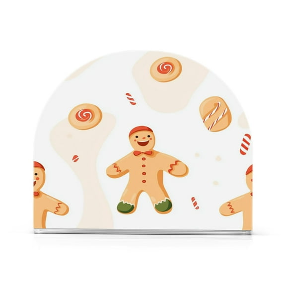 Gingerbread Men and Candies Thick U Shape Acrylic Napkin Holder Non Slip Space Saving for Kitchen