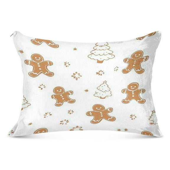 Gingerbread Men and Christmas 20x26" Standard Plush Pillow Case, Zippered Hypoallergenic Bed Pillowcase