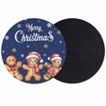 thumbnail image 1 of Gingerbread Navy Blue Coasters Set of 2, Absorbent Coasters for Drinks, Christmas Winter Snowflake Coaster for Desk Coffee Table Protection, Home Decor House Warming Gifts 4", 1 of 8