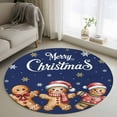 thumbnail image 1 of Gingerbread Navy Blue Round Area Rug 3.3Ft Washable Circle Rugs for Dining Room Table, Christmas Winter Snowflake Non-Slip Carpet Floor Mats Indoor Outdoor Carpet Runner Aesthetic Home Decor, 1 of 8