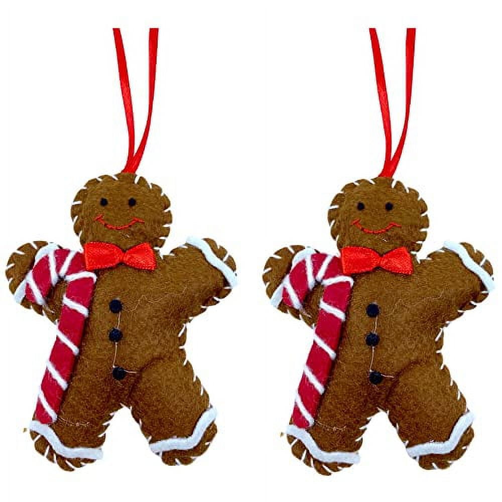 Gingerbread Ornaments Set of 2 Gingerbread Men Christmas Tree Decor Brown Holiday