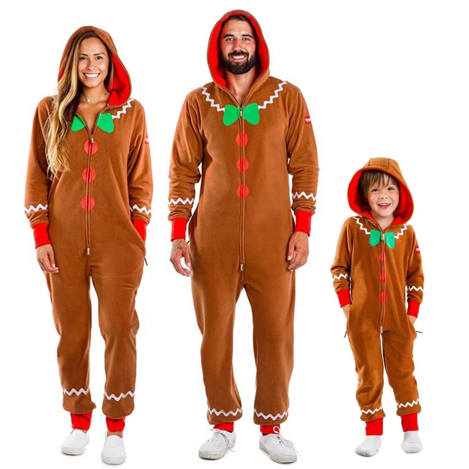 Gingerbread Pajamas Family Matching Onesie Holiday Homewear Sleepwear for Adults Halloween Christmas