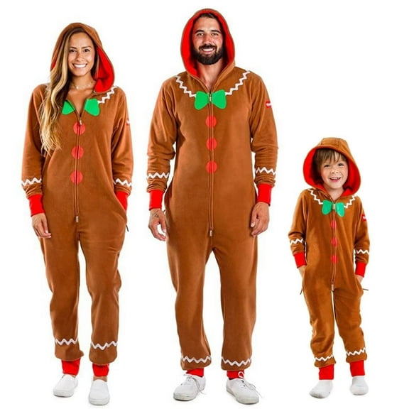 Gingerbread Pajamas Family Matching Onesie Holiday Homewear Sleepwear for Adults Kids Halloween Christmas